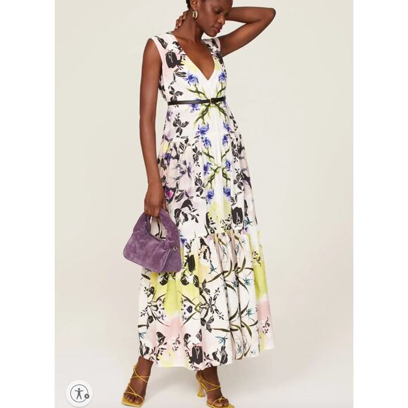 Bibhu Mohapatra Floral Tiered Ruffle Maxi Dress XS Cottage Cotton Sundress $475 - Picture 1 of 12